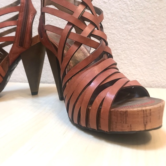 Miss Sixty 'MS Tracey' 39M EU  Strappy High Heel w/Zipper, woo/leather/cork - Picture 11 of 12